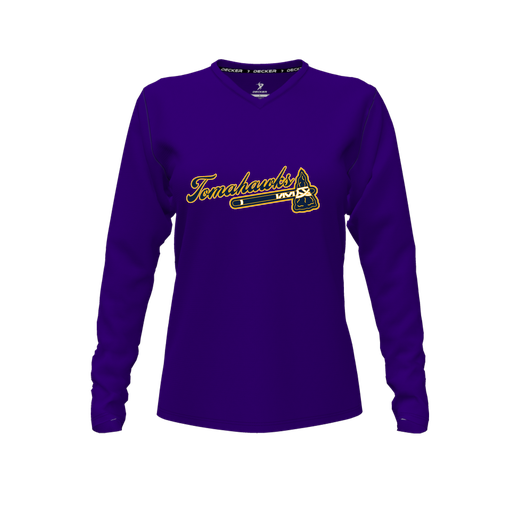 [FTLVCFPP-FYXS-LOGO3] Decker Comfort T-Shirt (Female Youth XS, Purple, V Neck, Logo 3, Long Sleeve)