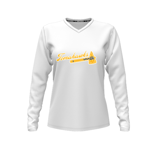 [FTLVPTWH-FYXS-LOGO1] Decker Performance T-Shirt (Female Youth XS, White, V Neck, Logo 1, Long Sleeve)