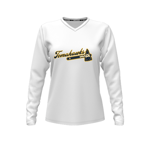 [FTLVPTWH-FYXS-LOGO3] Decker Performance T-Shirt (Female Youth XS, White, V Neck, Logo 3, Long Sleeve)