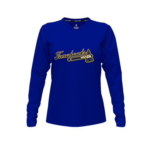 [FTLVPTRY-FYXS-LOGO3] Decker Performance T-Shirt (Female Youth XS, Royal, V Neck, Logo 3, Long Sleeve)