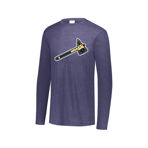 [FTLCUBNV-AXS-LOGO2] Decker Men's Tri-Blend T-Shirt - Long Sleeve (Adult XS, Navy, Logo 2)