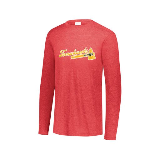 [FTLCUBRD-AXS-LOGO1] Decker Men's Tri-Blend T-Shirt - Long Sleeve (Adult XS, Red, Logo 1)