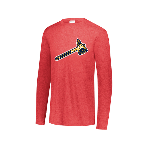 [FTLCUBRD-AXS-LOGO2] Decker Men's Tri-Blend T-Shirt - Long Sleeve (Adult XS, Red, Logo 2)