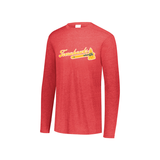 [FTLCUBRD-YS-LOGO1] Decker Youth Tri-Blend T-Shirt - Long Sleeve (Youth S, Red, Logo 1)