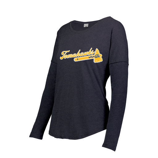 [FTLCUBNV-FAS-LOGO1] Decker Women's Tri-Blend T-Shirt - Long Sleeve (Female Adult S, Navy, Logo 1)