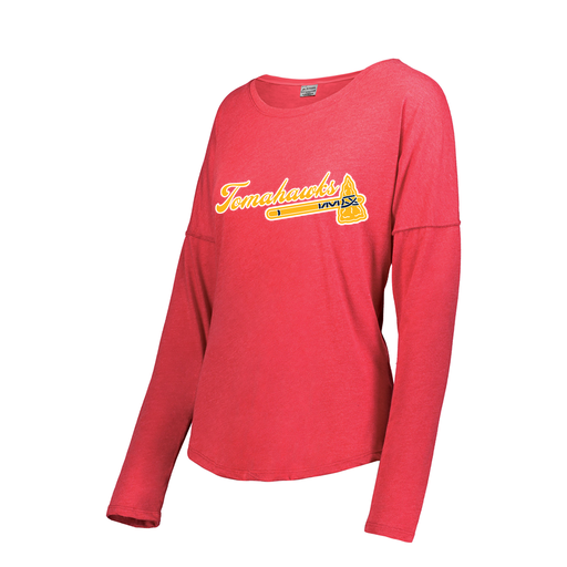 [FTLCUBRD-FAS-LOGO1] Decker Women's Tri-Blend T-Shirt - Long Sleeve (Female Adult S, Red, Logo 1)