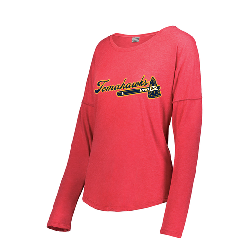 [FTLCUBRD-FAS-LOGO3] Decker Women's Tri-Blend T-Shirt - Long Sleeve (Female Adult S, Red, Logo 3)